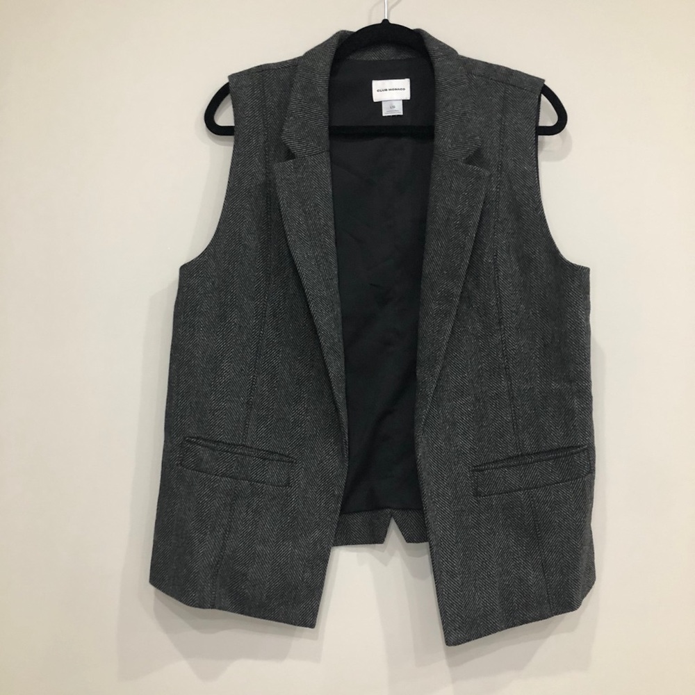 Club Monaco herring bone wool blend blazer vest